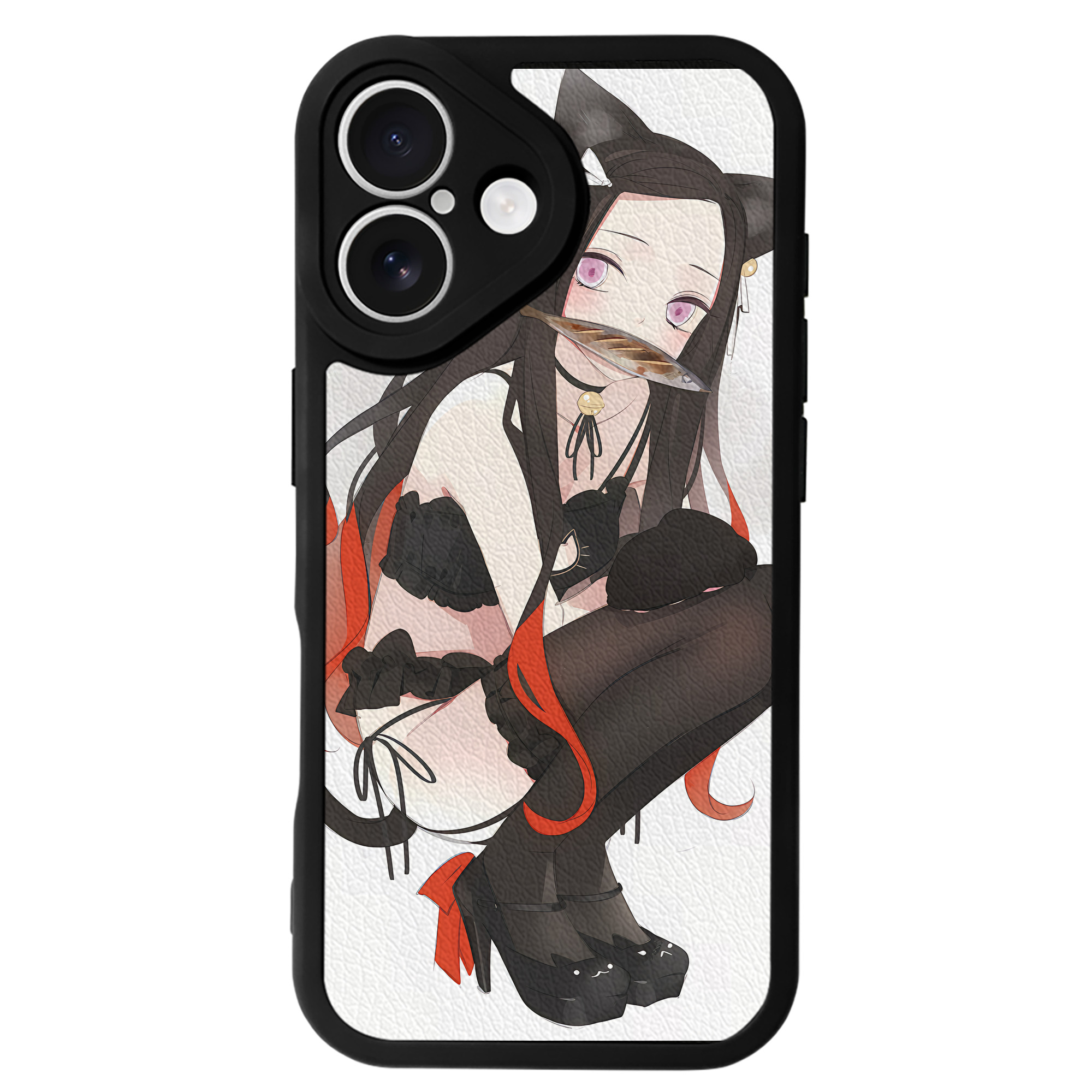 （画像用） 鬼滅の刃（きめつのやいば）竈門 禰󠄀豆子／かまど ねずこ Kamado Nezuko 【iPhone 16シリーズ対応】シリコンスマホケース（レザー調） 材質：シリコン
